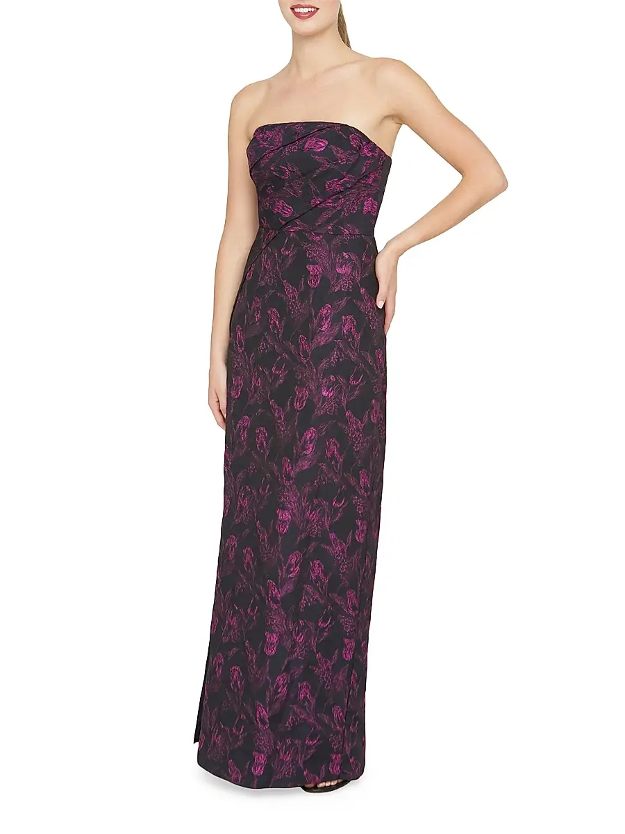 Kay Unger Women's Clara Floral Jacquard Strapless Gown | Thumbnail 6 Kay Unger Women's Clara Floral Jacquard Strapless Gown | Thumbnail 6
