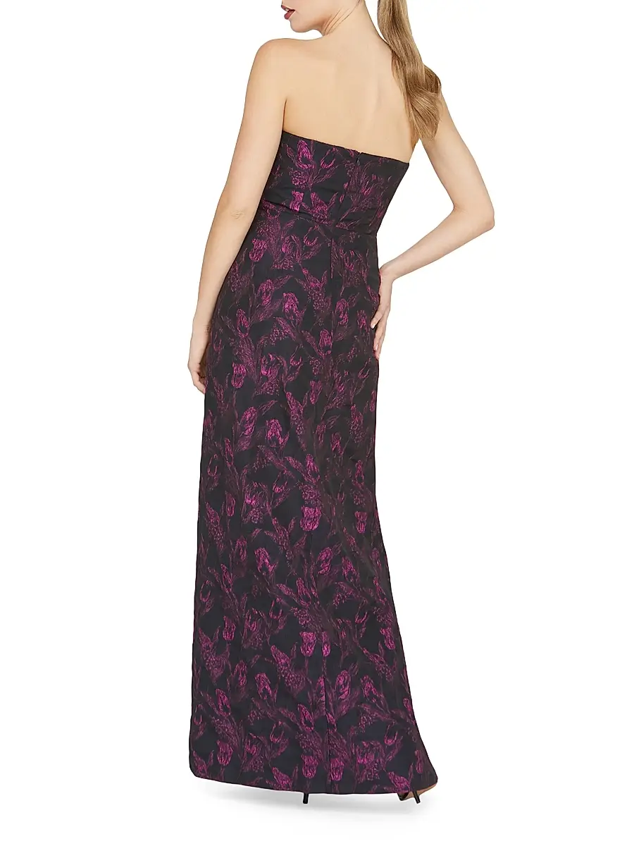 Kay Unger Women's Clara Floral Jacquard Strapless Gown | Thumbnail 7 Kay Unger Women's Clara Floral Jacquard Strapless Gown | Thumbnail 7
