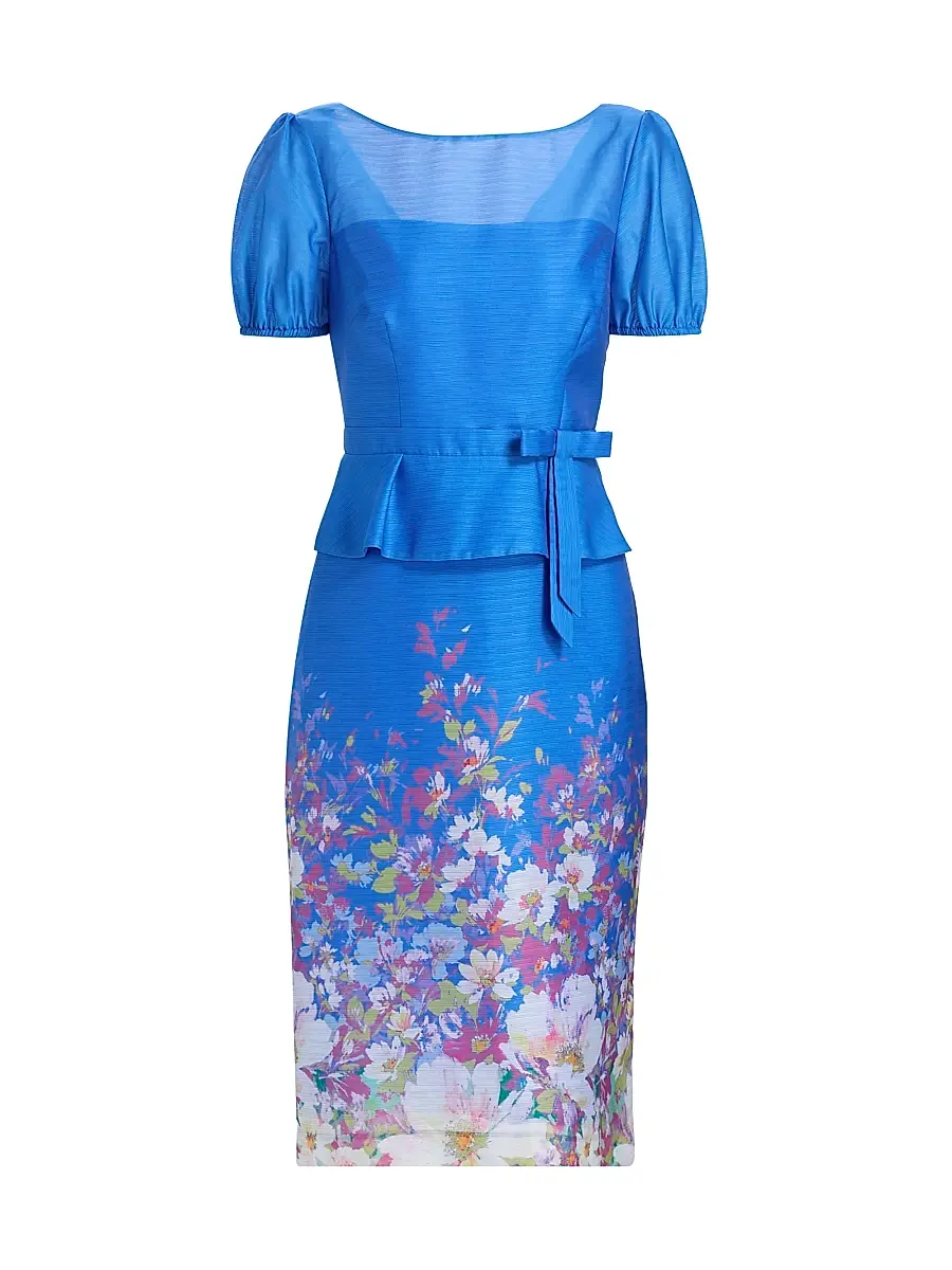 Kay Unger Women's Annabelle Floral Organza Cocktail Dress - Azure Multi | Image 1 Kay Unger Women's Annabelle Floral Organza Cocktail Dress - Azure Multi | Image 1