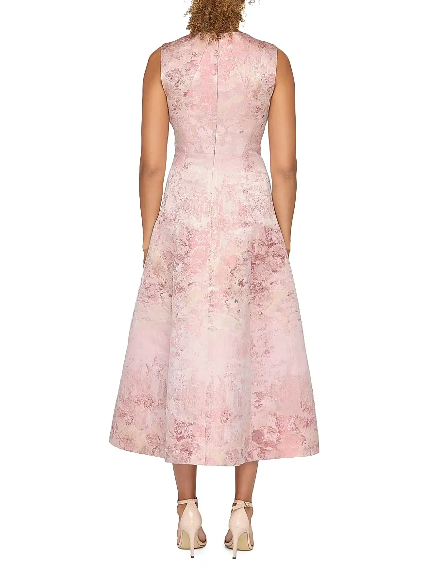 Kay Unger Women's Philippa Metallic Jacquard Tea-Length Dress | Thumbnail 5 Kay Unger Women's Philippa Metallic Jacquard Tea-Length Dress | Thumbnail 5