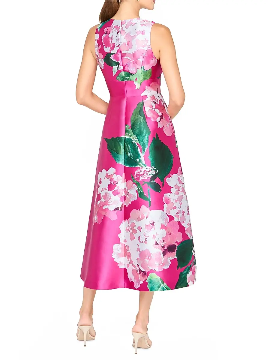 Kay Unger Women's Raina Hydrangea Tea-Length Dress | Thumbnail 4 Kay Unger Women's Raina Hydrangea Tea-Length Dress | Thumbnail 4