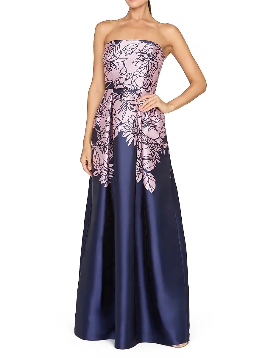 Kay Unger Women's Leona Floral Strapless Gown | Thumbnail 2 Kay Unger Women's Leona Floral Strapless Gown | Thumbnail 2