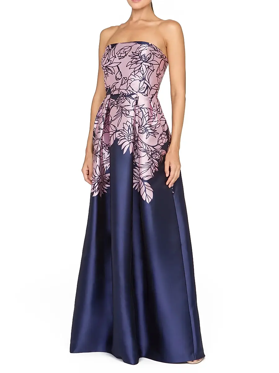 Kay Unger Women's Leona Floral Strapless Gown | Thumbnail 3 Kay Unger Women's Leona Floral Strapless Gown | Thumbnail 3