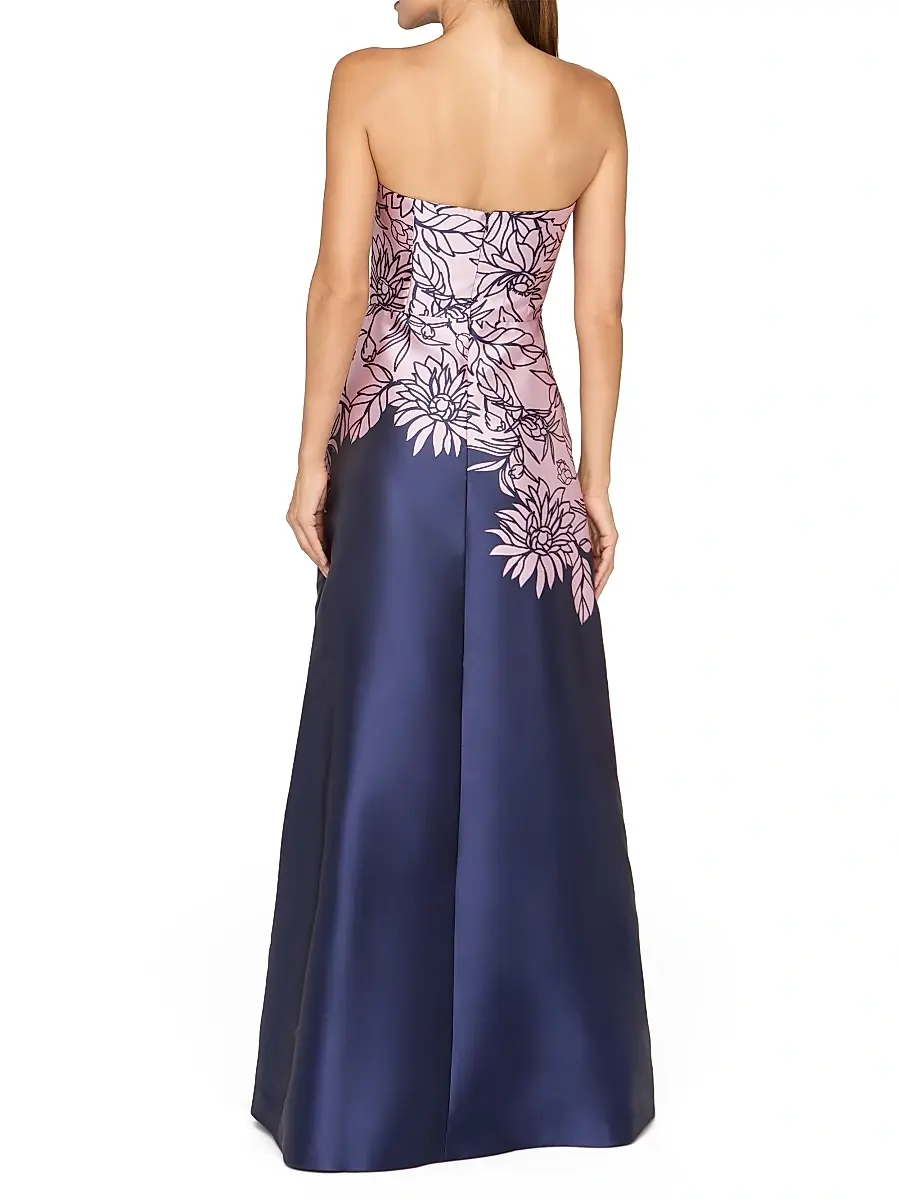 Kay Unger Women's Leona Floral Strapless Gown | Thumbnail 5 Kay Unger Women's Leona Floral Strapless Gown | Thumbnail 5