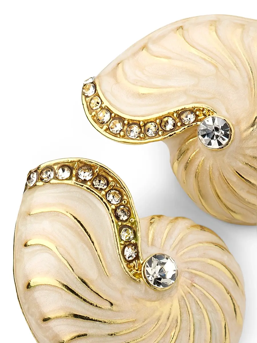KENNETH JAY LANE Women's Goldtone, Enamel & Glass Crystal Nautical Shell Stud Earrings | Thumbnail 3 KENNETH JAY LANE Women's Goldtone, Enamel & Glass Crystal Nautical Shell Stud Earrings | Thumbnail 3