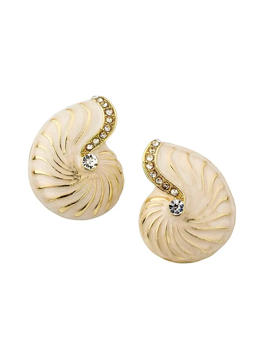 KENNETH JAY LANE Women's Goldtone, Enamel & Glass Crystal Nautical Shell Stud Earrings