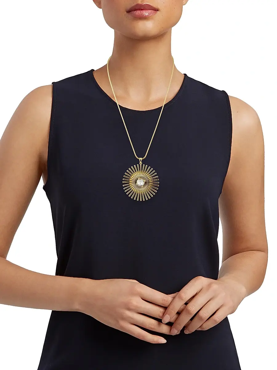 KENNETH JAY LANE Women's Goldtone & Glass Crystal Sunburst Pendant Necklace | Thumbnail 2 KENNETH JAY LANE Women's Goldtone & Glass Crystal Sunburst Pendant Necklace | Thumbnail 2