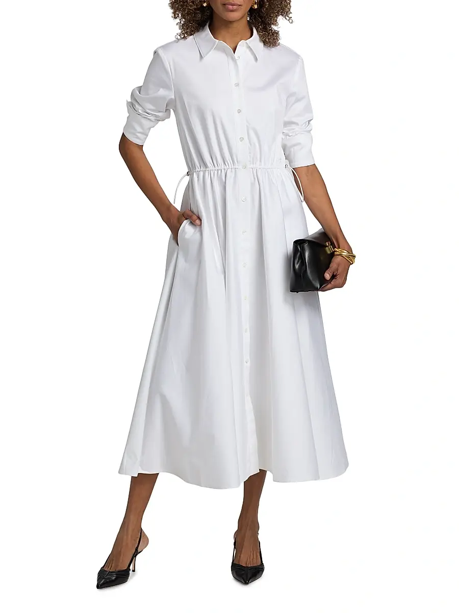 Toccin Women's Anika Poplin Drawstring Midi-Shirtdress | Thumbnail 2 Toccin Women's Anika Poplin Drawstring Midi-Shirtdress | Thumbnail 2