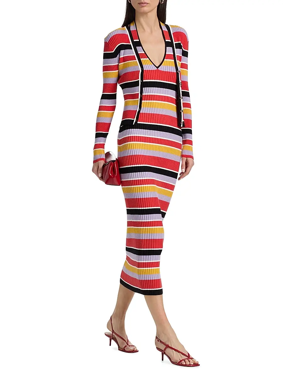 Toccin Women's Greta Striped Rib-Knit Cardigan | Thumbnail 2 Toccin Women's Greta Striped Rib-Knit Cardigan | Thumbnail 2
