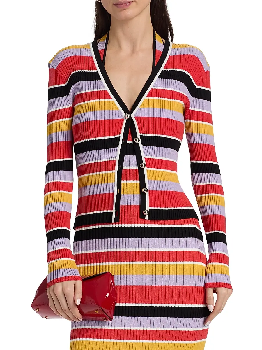Toccin Women's Greta Striped Rib-Knit Cardigan | Thumbnail 3 Toccin Women's Greta Striped Rib-Knit Cardigan | Thumbnail 3