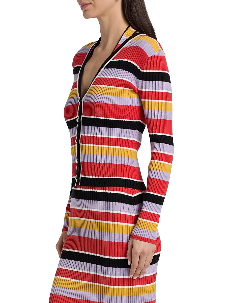 Toccin Women's Greta Striped Rib-Knit Cardigan | Thumbnail 4 Toccin Women's Greta Striped Rib-Knit Cardigan | Thumbnail 4