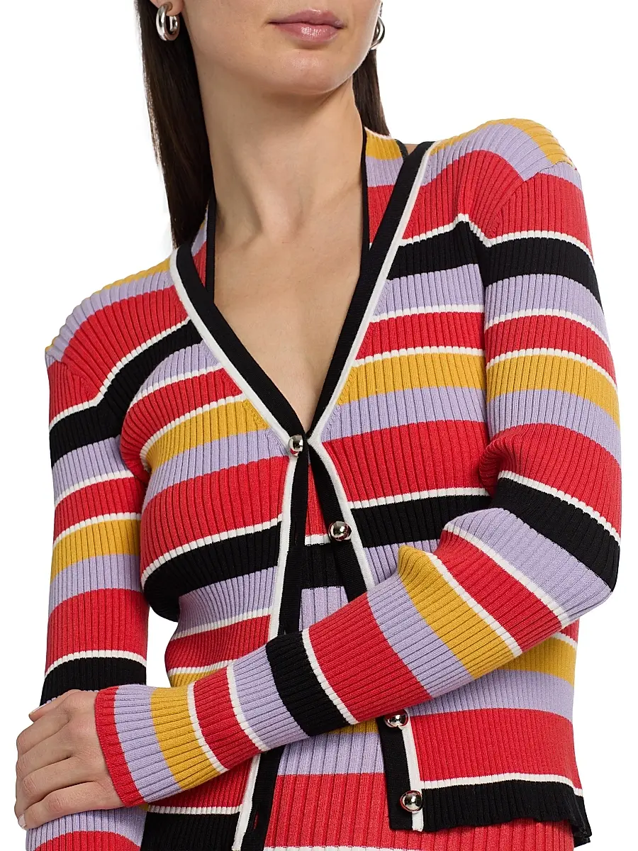 Toccin Women's Greta Striped Rib-Knit Cardigan | Thumbnail 6 Toccin Women's Greta Striped Rib-Knit Cardigan | Thumbnail 6