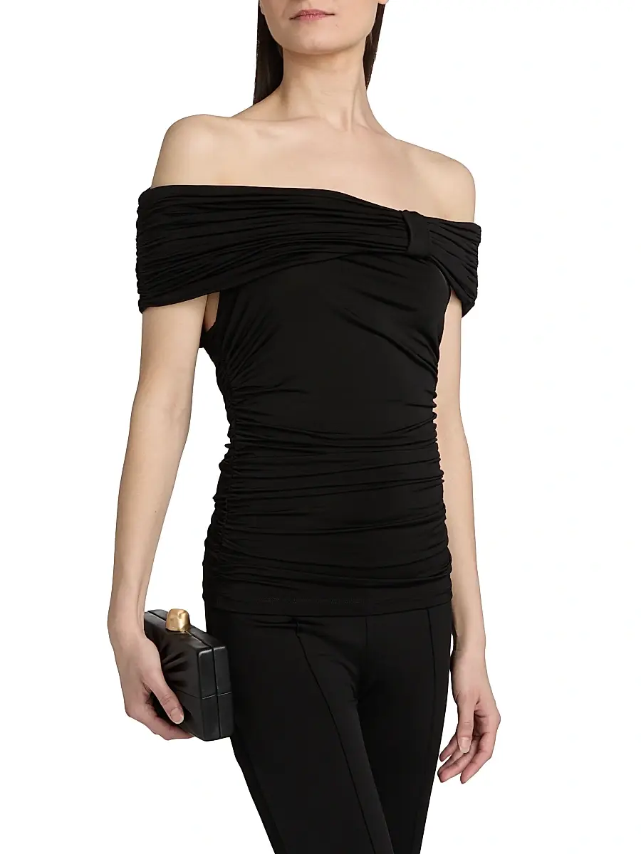 Toccin Women's Teagan Ruched Knit Off-The-Shoulder Top | Thumbnail 4 Toccin Women's Teagan Ruched Knit Off-The-Shoulder Top | Thumbnail 4