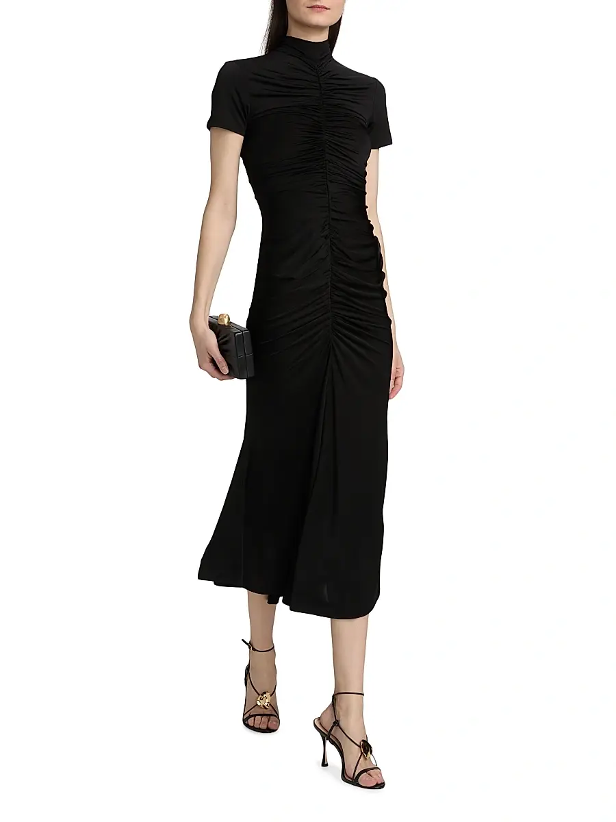 Toccin Women's Gracelyn Ruched Knit Mock-Turtleneck Midi-Dress | Thumbnail 2 Toccin Women's Gracelyn Ruched Knit Mock-Turtleneck Midi-Dress | Thumbnail 2