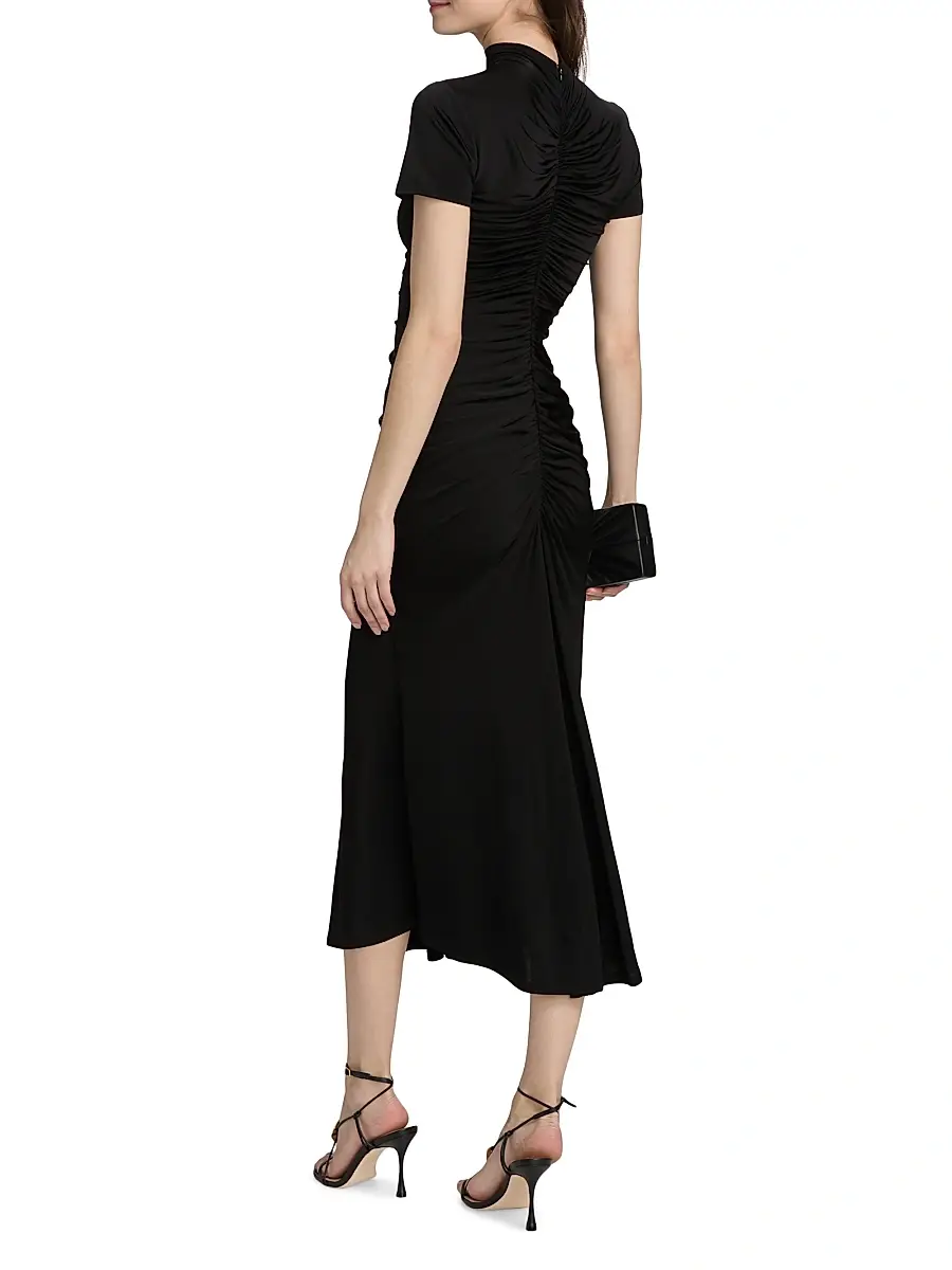 Toccin Women's Gracelyn Ruched Knit Mock-Turtleneck Midi-Dress | Thumbnail 5 Toccin Women's Gracelyn Ruched Knit Mock-Turtleneck Midi-Dress | Thumbnail 5
