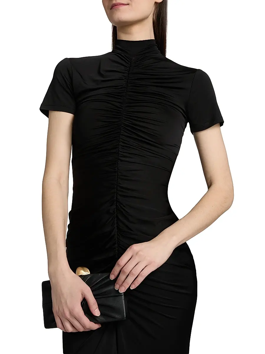 Toccin Women's Gracelyn Ruched Knit Mock-Turtleneck Midi-Dress | Thumbnail 6 Toccin Women's Gracelyn Ruched Knit Mock-Turtleneck Midi-Dress | Thumbnail 6