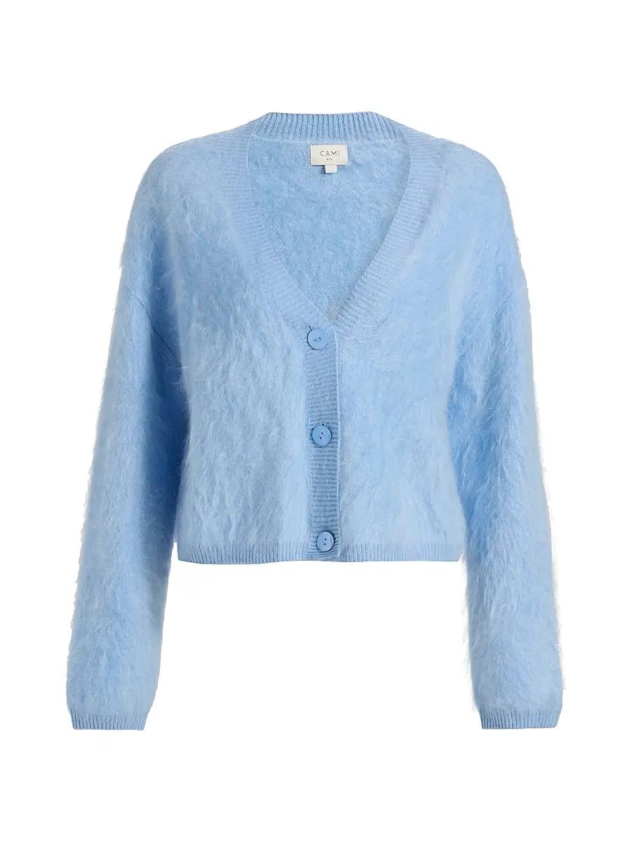 Cami NYC Women's Josefa Fuzzy Cashmere Cardigan - Cerulean | Image 1 Cami NYC Women's Josefa Fuzzy Cashmere Cardigan - Cerulean | Image 1