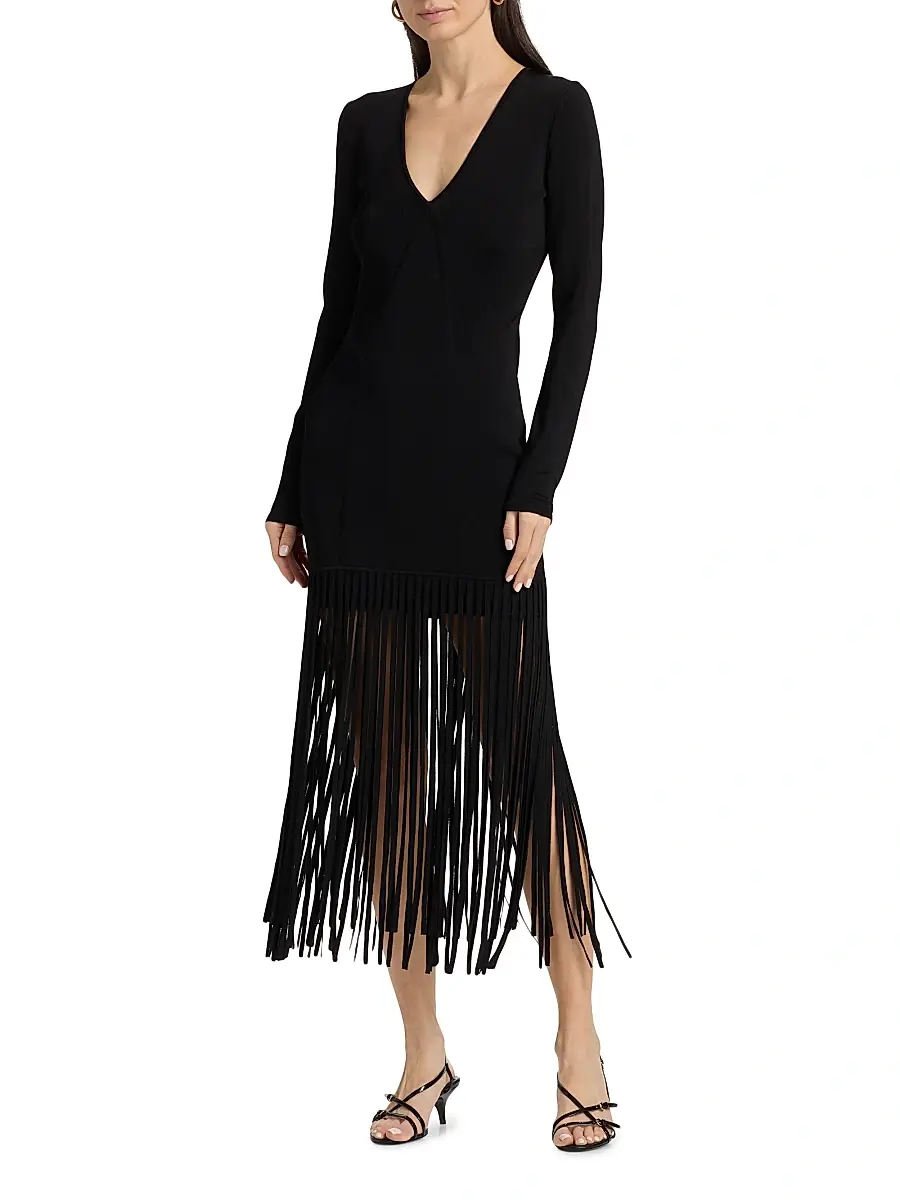 Toccin Women's Evelina Fringed Long-Sleeve Minidress | Thumbnail 2 Toccin Women's Evelina Fringed Long-Sleeve Minidress | Thumbnail 2