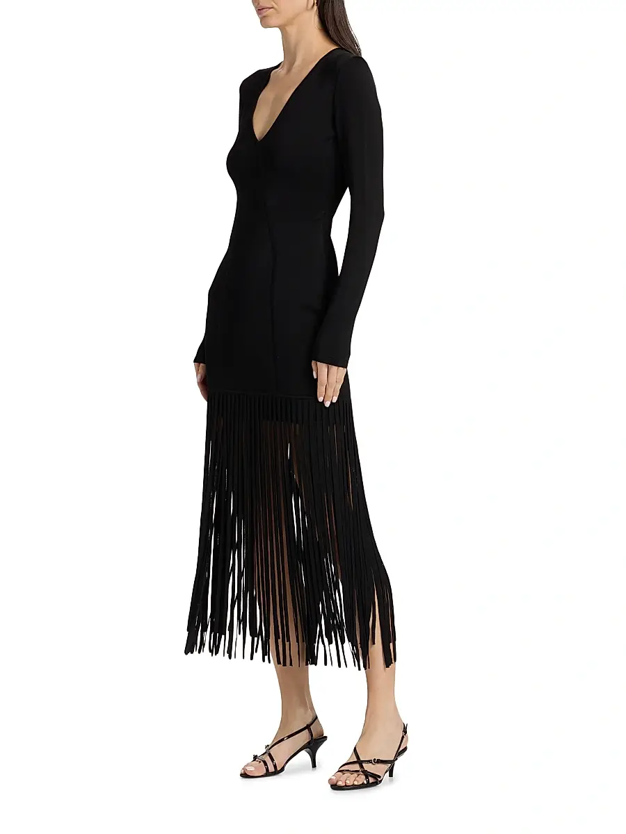 Toccin Women's Evelina Fringed Long-Sleeve Minidress | Thumbnail 4 Toccin Women's Evelina Fringed Long-Sleeve Minidress | Thumbnail 4