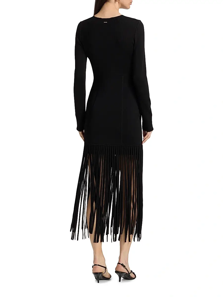 Toccin Women's Evelina Fringed Long-Sleeve Minidress | Thumbnail 5 Toccin Women's Evelina Fringed Long-Sleeve Minidress | Thumbnail 5