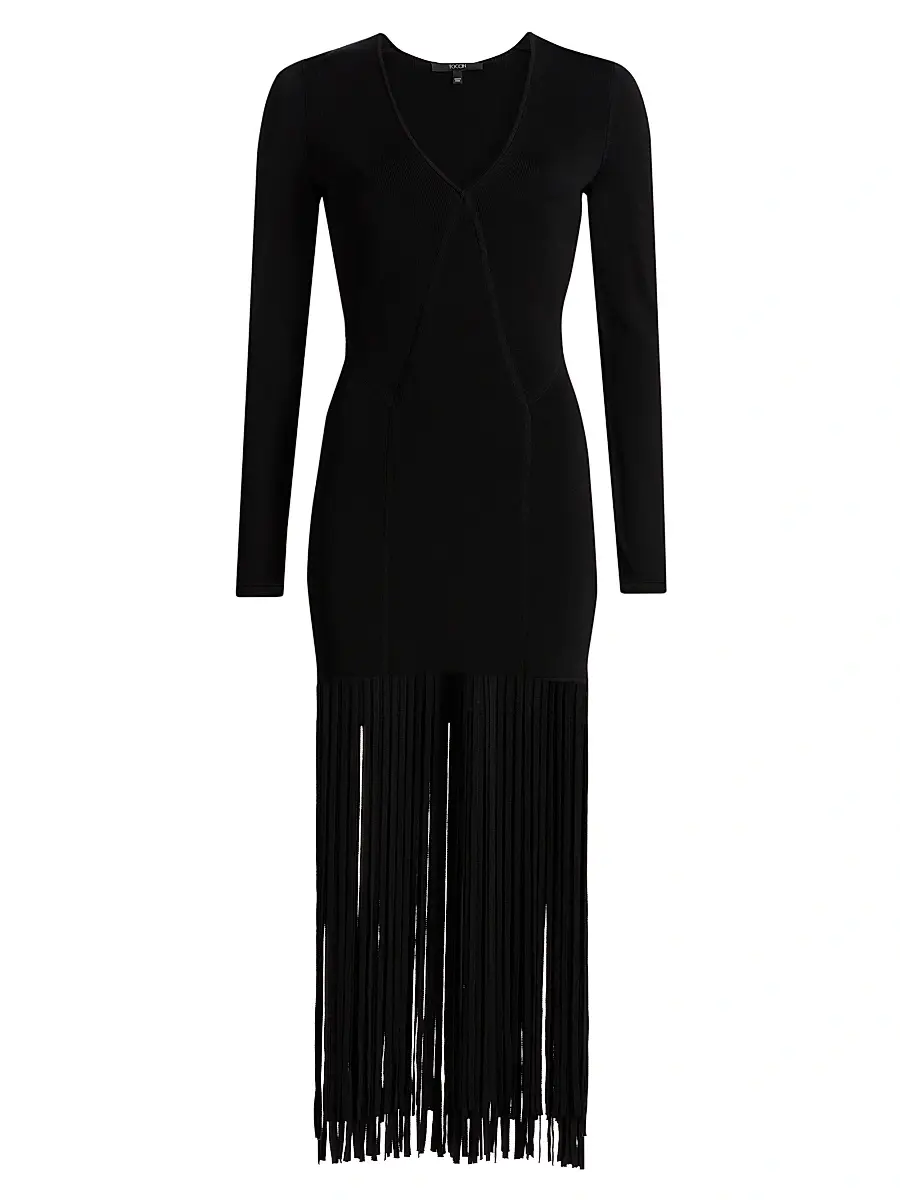Toccin Women's Evelina Fringed Long-Sleeve Minidress