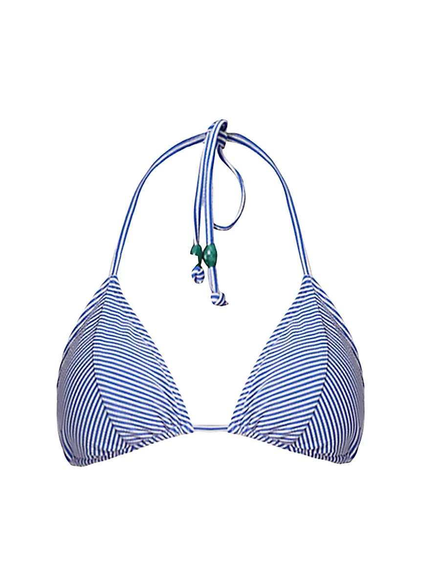 Shoshanna Women's Striped Triangle Bikini Top - Blue | Image 1 Shoshanna Women's Striped Triangle Bikini Top - Blue | Image 1