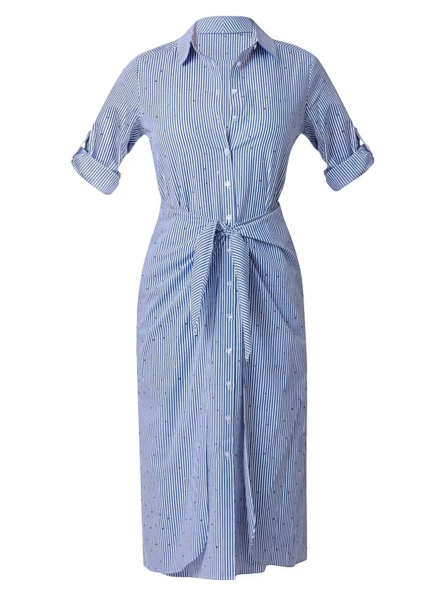 Shoshanna Women's Striped Cotton Tie-Waist Shirtdress