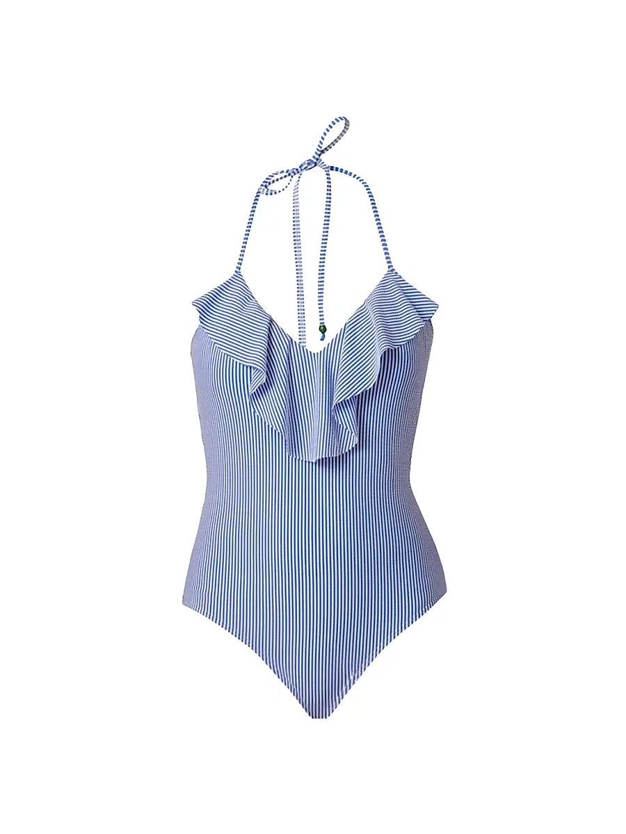 Shoshanna Women's Striped One-Piece Swimsuit - Blue | Image 1 Shoshanna Women's Striped One-Piece Swimsuit - Blue | Image 1