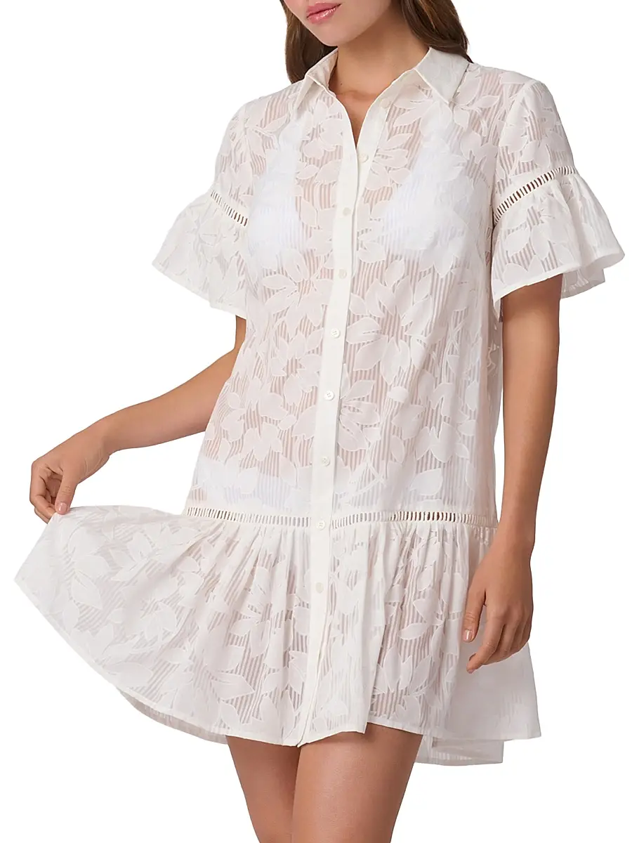 Shoshanna Women's Floral Cotton-Blend Mini-Shirtdress | Thumbnail 2 Shoshanna Women's Floral Cotton-Blend Mini-Shirtdress | Thumbnail 2