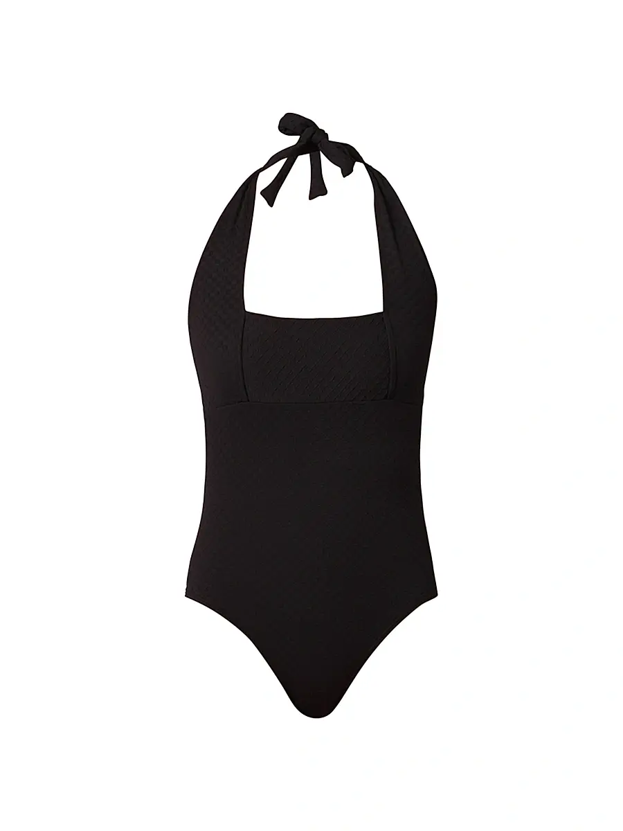 Shoshanna Women's Retro Halterneck One-Piece Swimsuit - Jet | Image 1 Shoshanna Women's Retro Halterneck One-Piece Swimsuit - Jet | Image 1