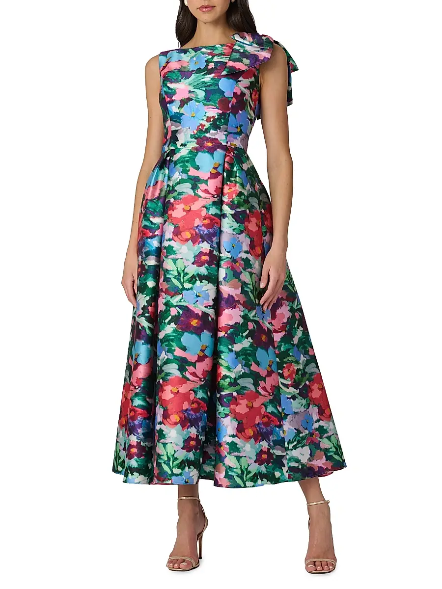 Shoshanna Women's Eleanor Pleated Floral Midi-Dress | Thumbnail 2
