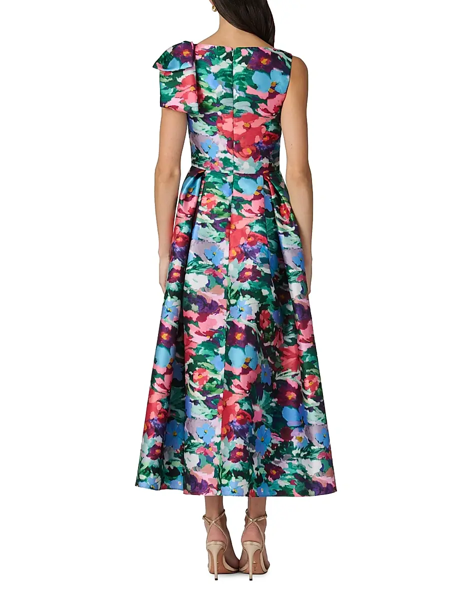 Shoshanna Women's Eleanor Pleated Floral Midi-Dress | Thumbnail 3