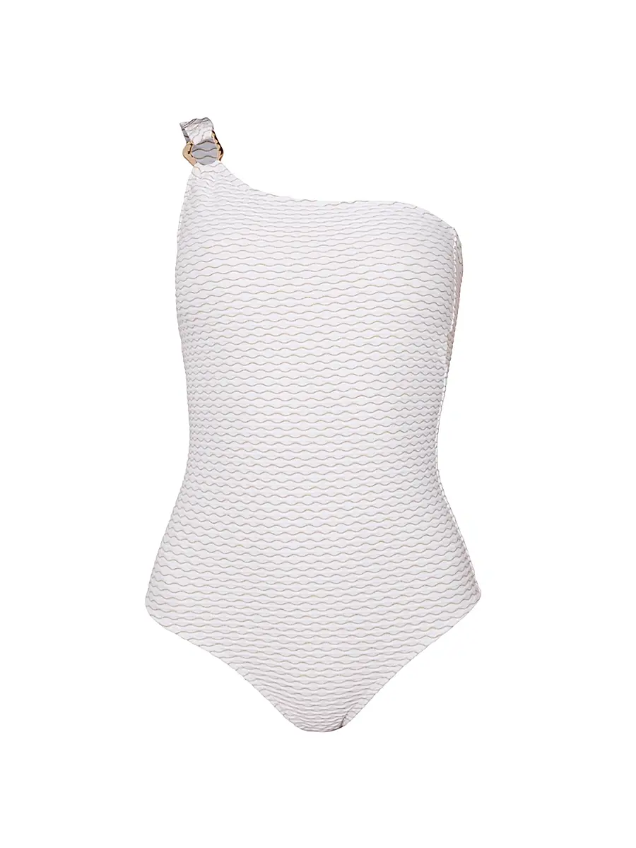 Shoshanna Women's Ring One-Shoulder One-Piece Swimsuit - Gold | Image 1 Shoshanna Women's Ring One-Shoulder One-Piece Swimsuit - Gold | Image 1