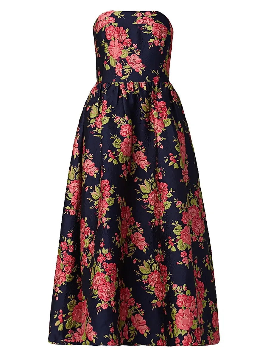 Shoshanna Women's Dana Floral Strapless Maxi Dress - Navy Coral | Image 1 Shoshanna Women's Dana Floral Strapless Maxi Dress - Navy Coral | Image 1