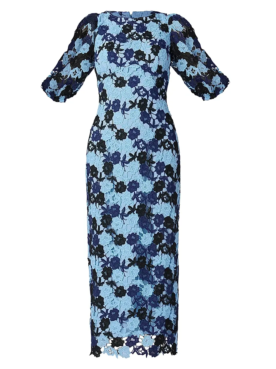 Shoshanna Women's Lanier Guipure Floral Cocktail Dress - Tonal Blue Multi Jet | Image 1 Shoshanna Women's Lanier Guipure Floral Cocktail Dress - Tonal Blue Multi Jet | Image 1