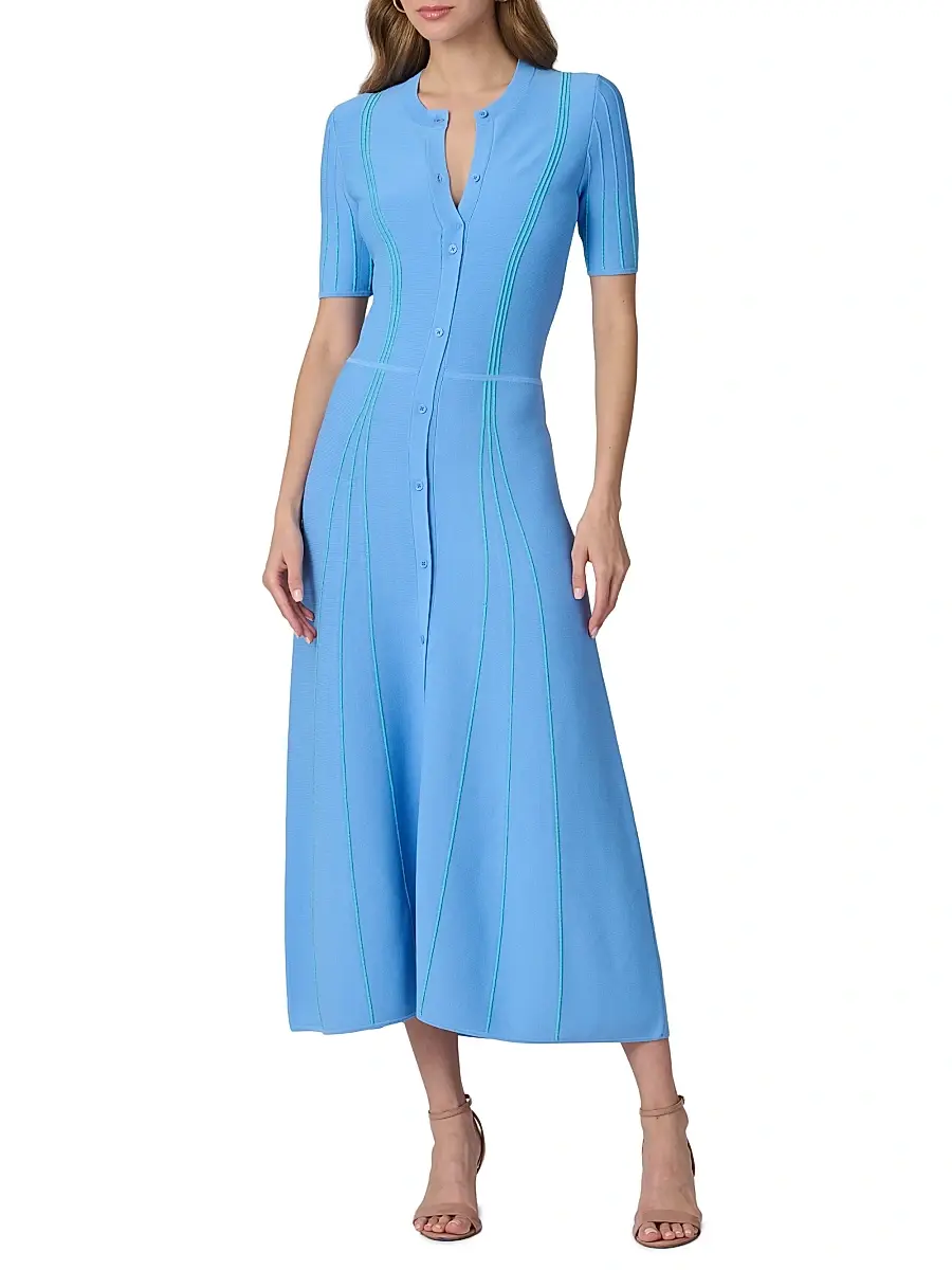 Shoshanna Women's Anne Knitted Button-Front Midi-Dress | Thumbnail 2 Shoshanna Women's Anne Knitted Button-Front Midi-Dress | Thumbnail 2