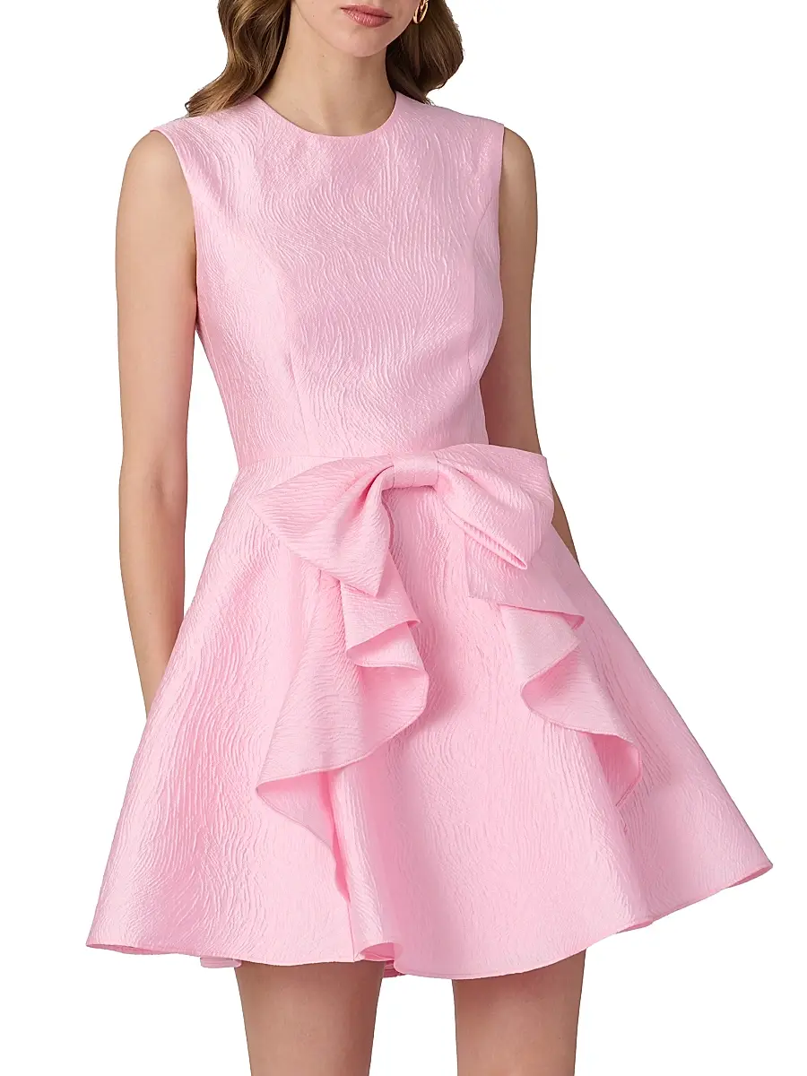Shoshanna Women's Gabby Wave Jacquard Bow Minidress | Thumbnail 2 Shoshanna Women's Gabby Wave Jacquard Bow Minidress | Thumbnail 2