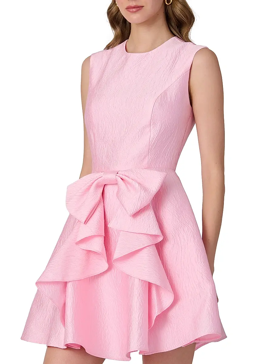 Shoshanna Women's Gabby Wave Jacquard Bow Minidress | Thumbnail 4 Shoshanna Women's Gabby Wave Jacquard Bow Minidress | Thumbnail 4