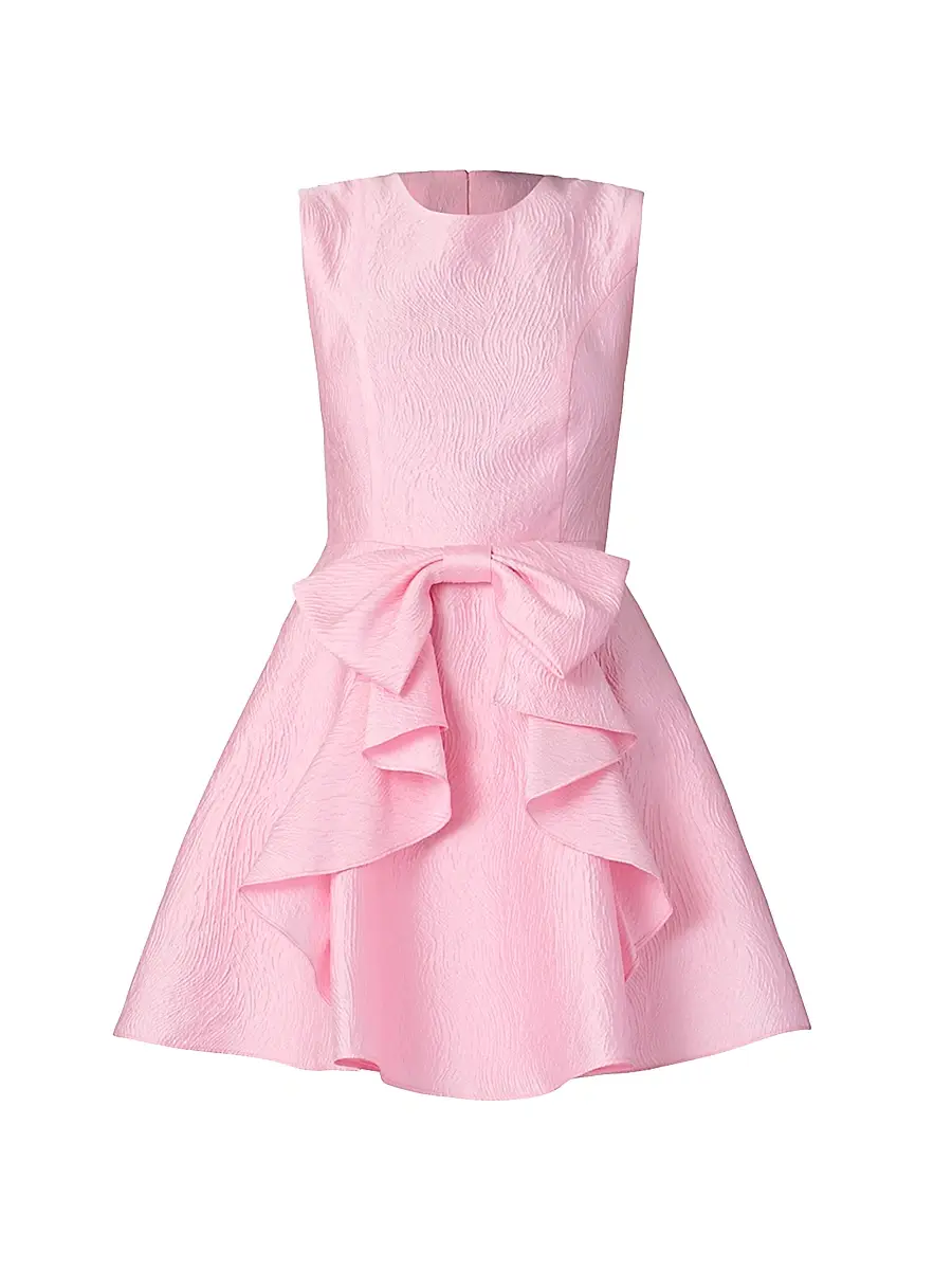 Shoshanna Women's Gabby Wave Jacquard Bow Minidress - Peony | Image 1 Shoshanna Women's Gabby Wave Jacquard Bow Minidress - Peony | Image 1