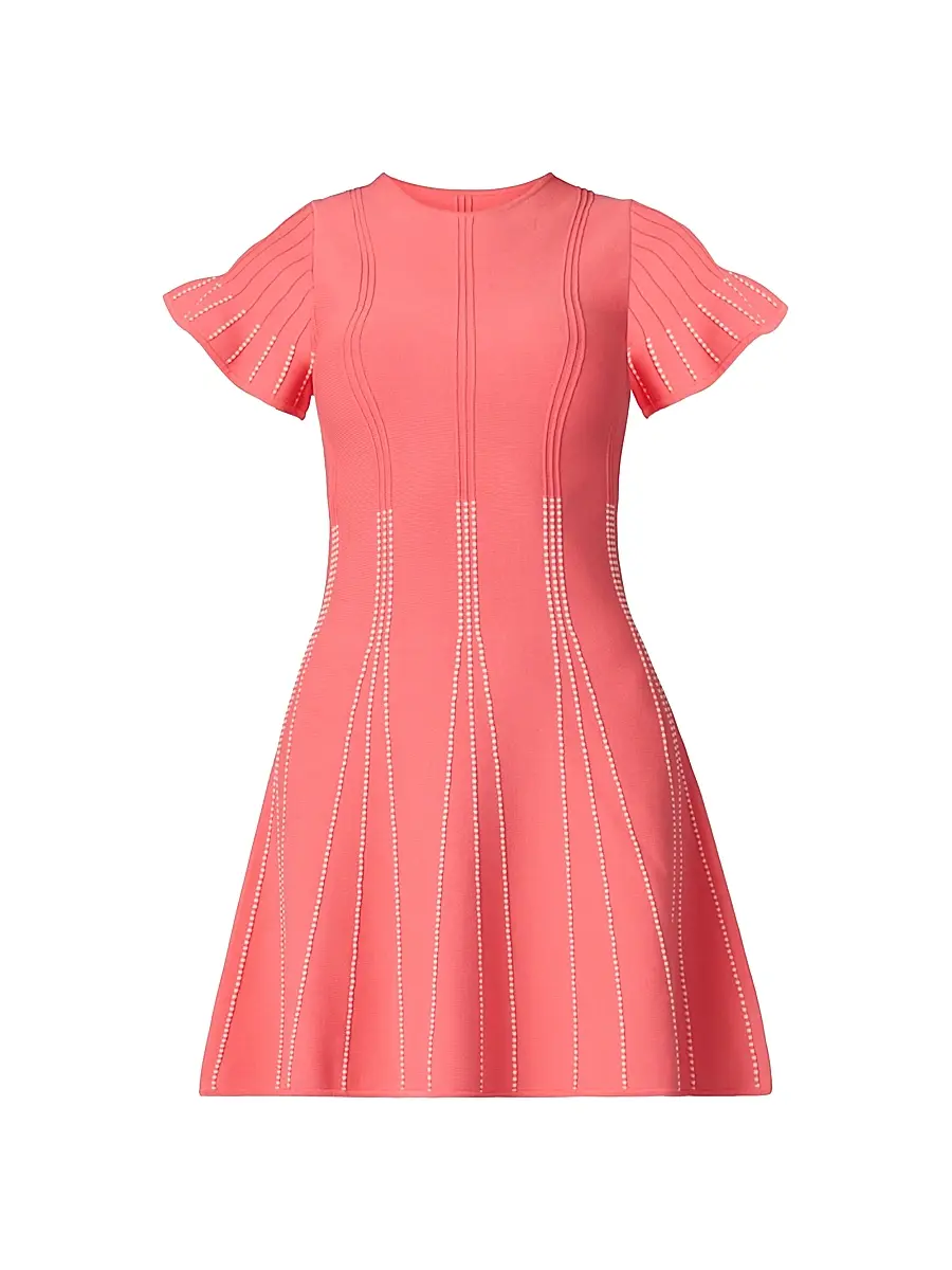 Shoshanna Women's Maddy Rib-Knit A-Line Minidress - Coral White | Image 1 Shoshanna Women's Maddy Rib-Knit A-Line Minidress - Coral White | Image 1