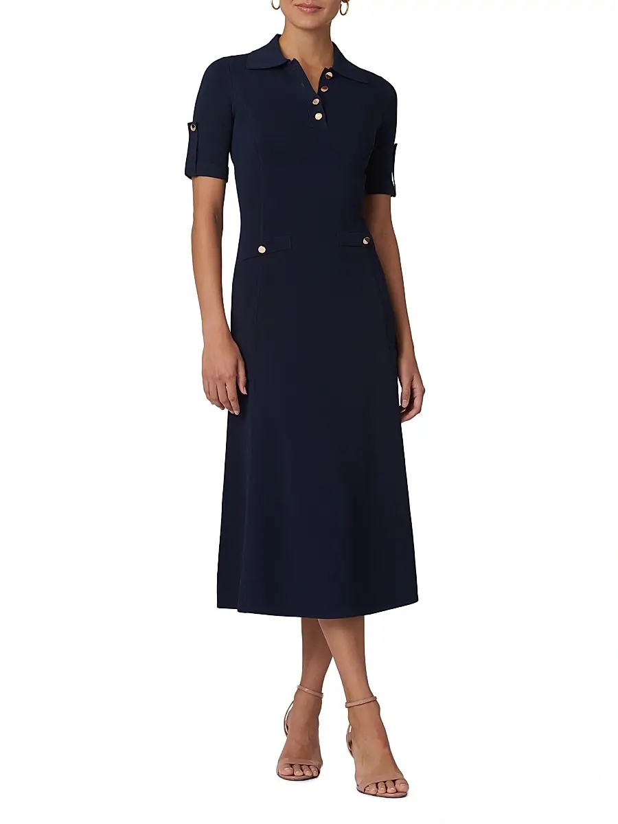 Shoshanna Women's Saylor Compact Knit Midi-Dress | Thumbnail 2 Shoshanna Women's Saylor Compact Knit Midi-Dress | Thumbnail 2