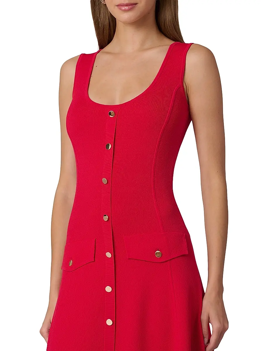 Shoshanna Women's Martha Button-Front Midi-Dress | Thumbnail 4 Shoshanna Women's Martha Button-Front Midi-Dress | Thumbnail 4