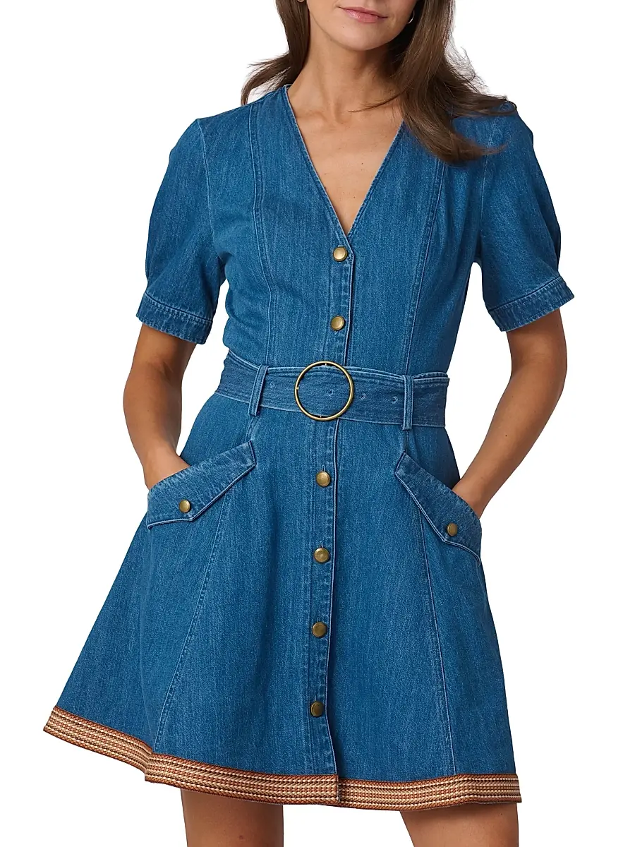 Shoshanna Women's Payton Denim Minidress | Thumbnail 2 Shoshanna Women's Payton Denim Minidress | Thumbnail 2