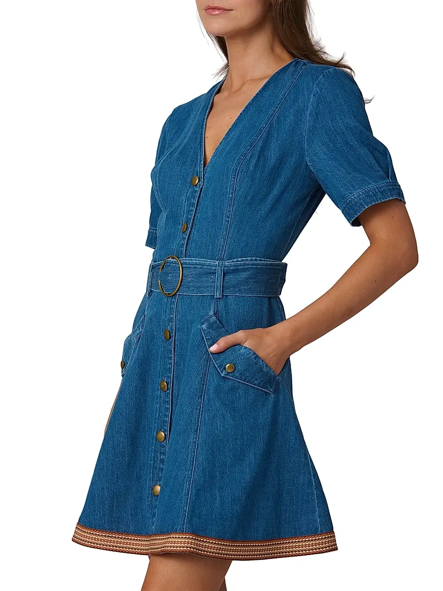 Shoshanna Women's Payton Denim Minidress | Thumbnail 4 Shoshanna Women's Payton Denim Minidress | Thumbnail 4