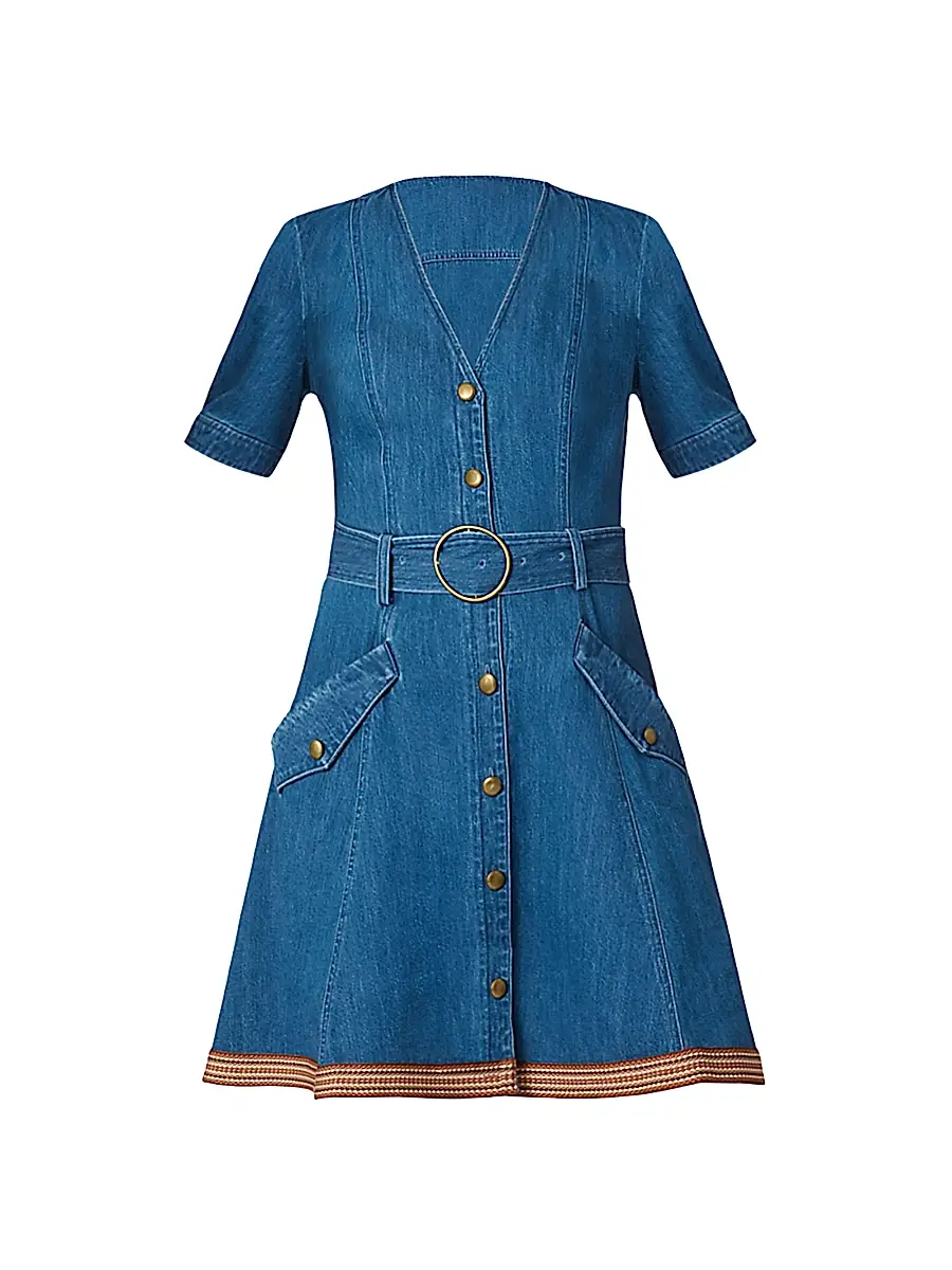 Shoshanna Women's Payton Denim Minidress - Denim Neutral Multi | Image 1 Shoshanna Women's Payton Denim Minidress - Denim Neutral Multi | Image 1