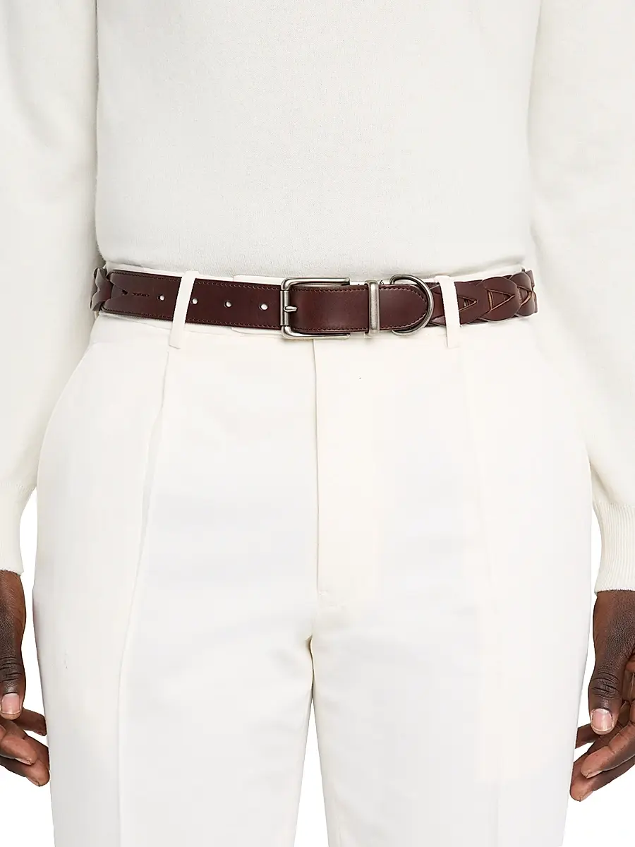 Polo Ralph Lauren Men's Woven Leather D-Ring Belt | Thumbnail 2 Polo Ralph Lauren Men's Woven Leather D-Ring Belt | Thumbnail 2