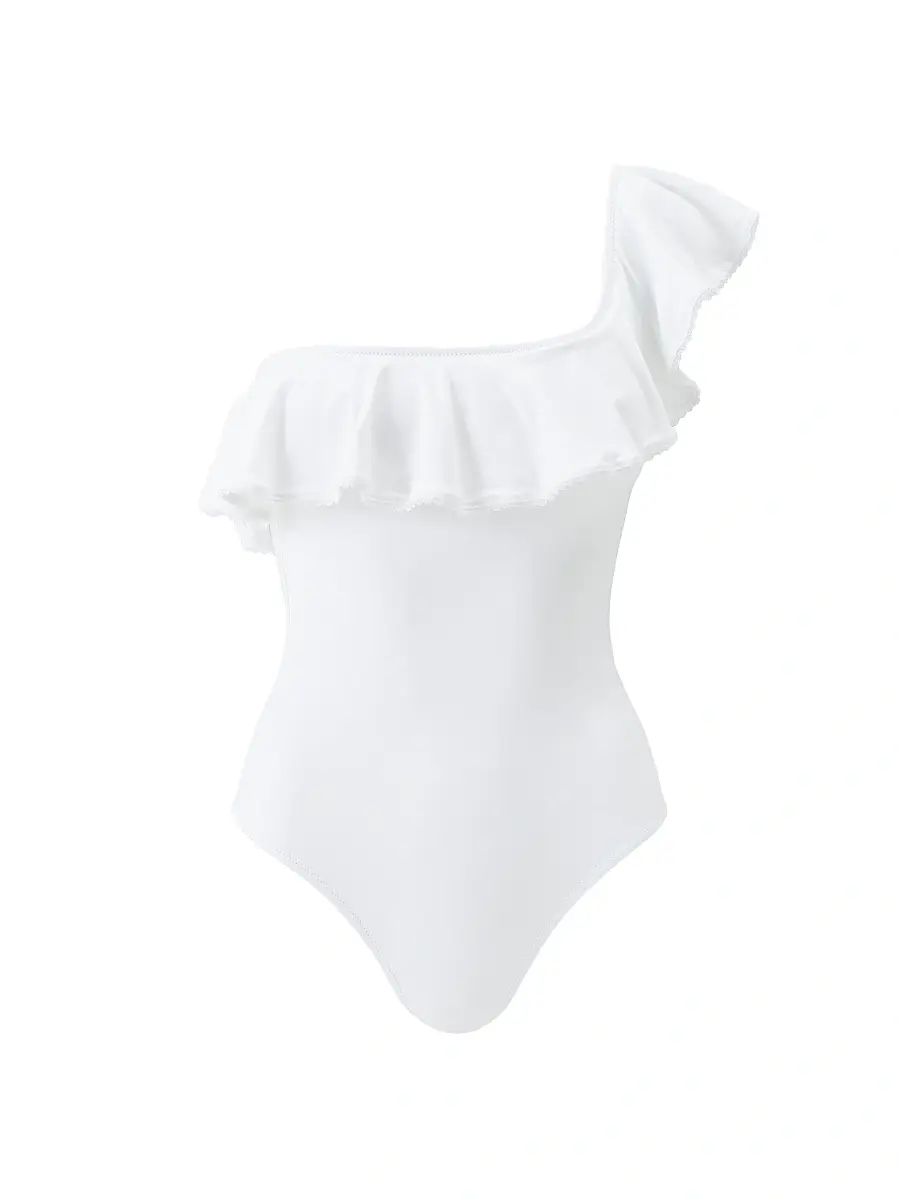 Melissa Odabash Women's Tennessee Ruffled One-Piece Swimsuit - White | Image 1 Melissa Odabash Women's Tennessee Ruffled One-Piece Swimsuit - White | Image 1