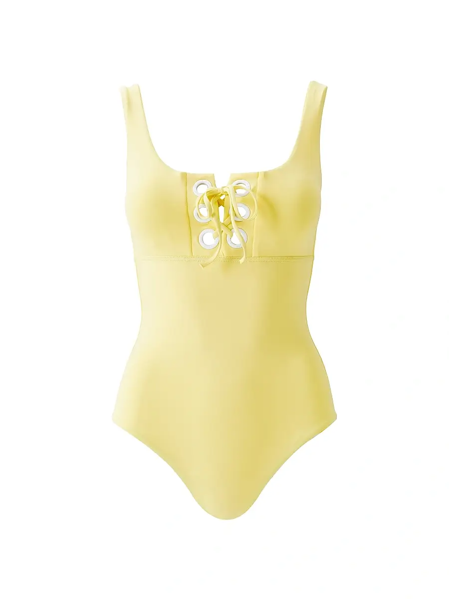 Melissa Odabash Women's London Lace-Up One-Piece Swimsuit - Yellow - Size 12 | Image 1 Melissa Odabash Women's London Lace-Up One-Piece Swimsuit - Yellow - Size 12 | Image 1