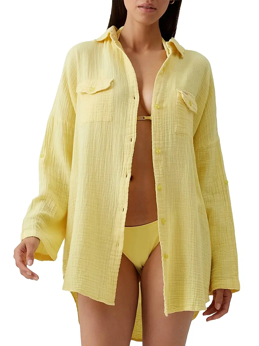 Melissa Odabash Women's Elena Oversize Muslin Shirt | Thumbnail 2