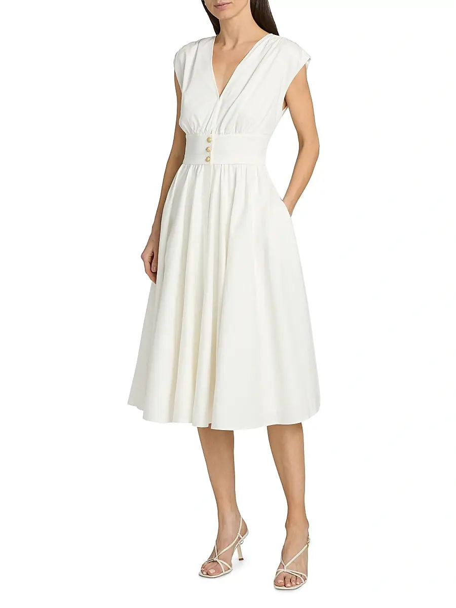 Kobi Halperin Women's Rose Draped Button-Front Midi-Dress | Thumbnail 3 Kobi Halperin Women's Rose Draped Button-Front Midi-Dress | Thumbnail 3